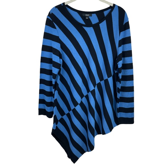 Alfani Asymmetrical Blue Black Sweater Tunic Size Large ( NWOT) - Picture 4 of 9